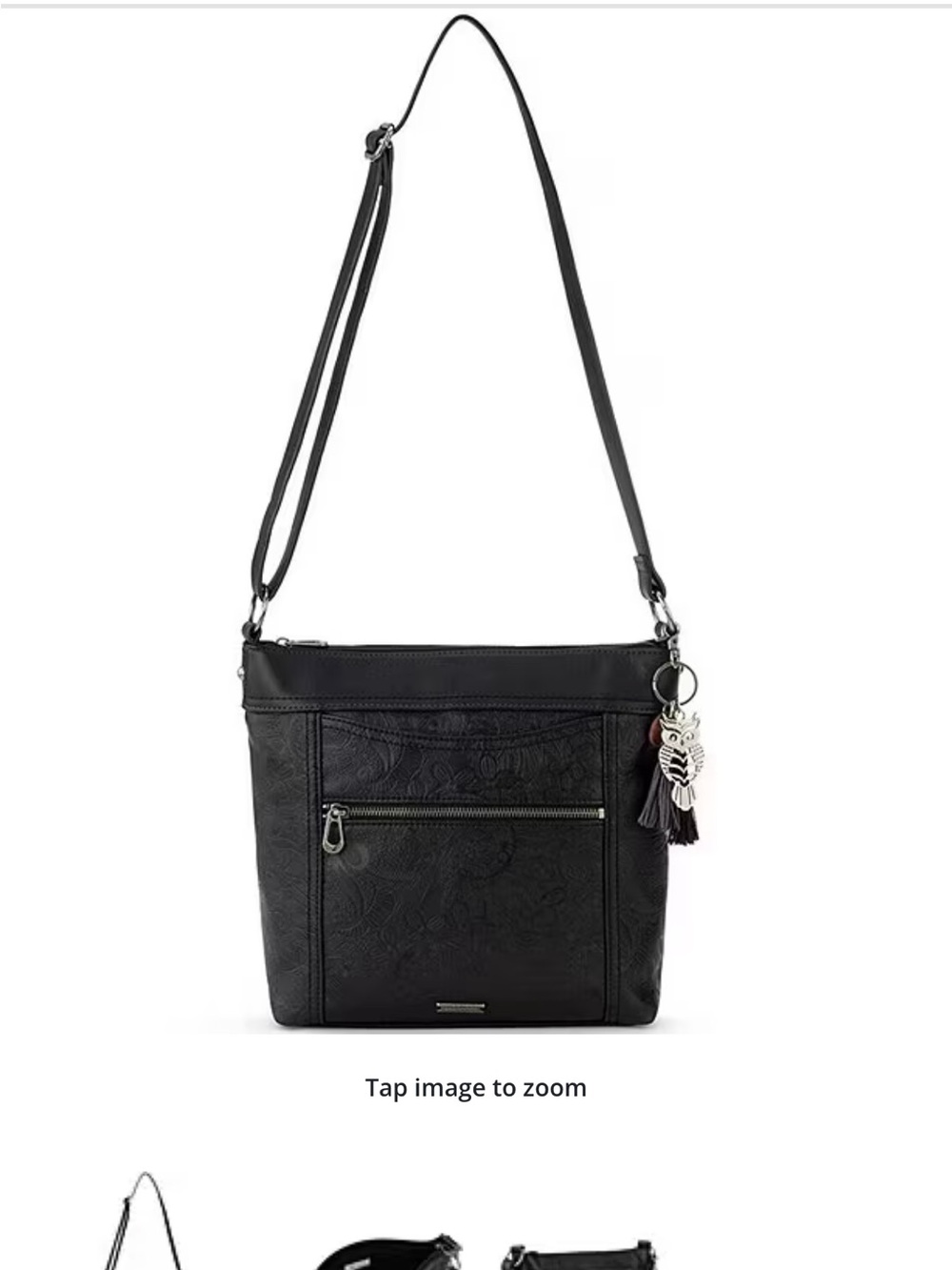 Sakroots Black Embossed Leather Crossbody with Tassel Charms